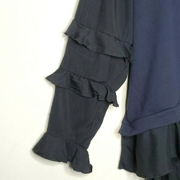 Lane Bryant Womens Layered Mixed Media Top Navy Black Size 22/24 - Picture 3 of 6